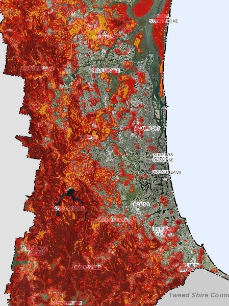 Map of Gold Coast fire zones