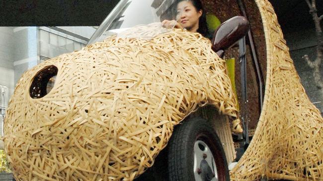 Ford says cars with bamboo interiors will defiantly not look like this 2008 one-seater Japanese bamboocar called a ‘BamGoo’. Picture: AP.