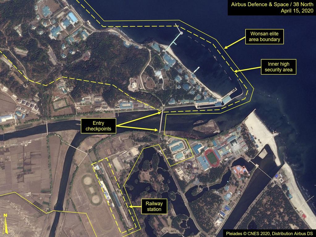 Satellite photos showing the Wonsan resort – the largest recreational complex in North Korea according to experts. Picture: AFP