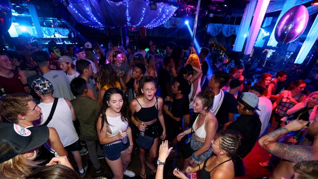 Schoolies party at the Bounty Nightclub in Kuta, Bali. Picture: Nathan Edwards