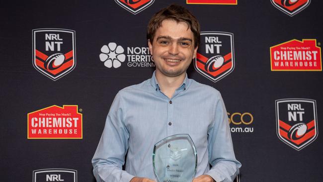 Nathaniel Chambers winner of Media award at the 2024 NRL NT Frank Johnson / Gaynor Maggs medal night. Picture: Pema Tamang Pakhrin