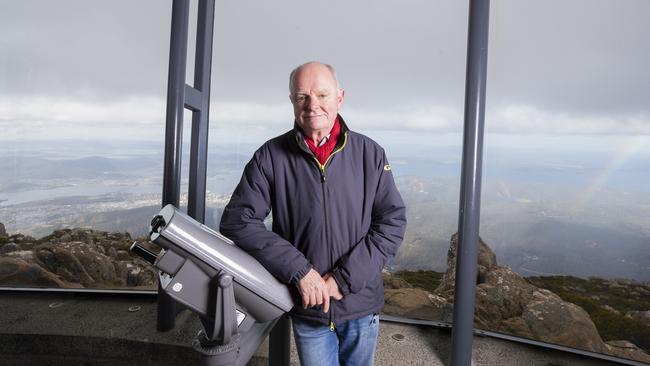 Mount Wellington Cableway Company’s Chris Oldfield, on the summit. Picture: RICHARD JUPE