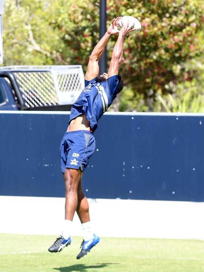 The North Queensland Cowboys train ahead of the NRL Preliminary Final, Laitia Moceidreke. Picture: Shae Beplate.