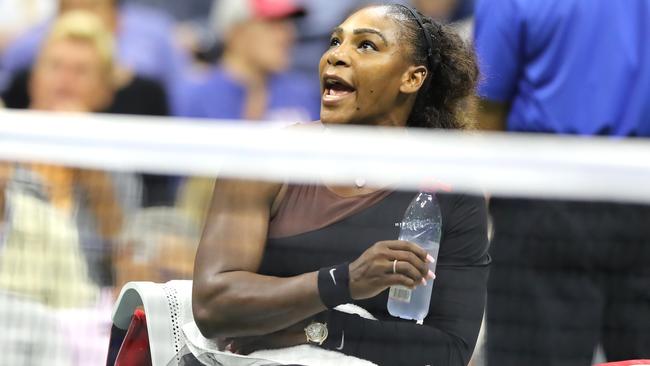 Williams demands an apology from the chair umpire. Picture: Getty