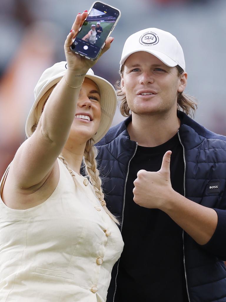 Brooke and Jackson Warne take a selfie. Picture: Michael Klein