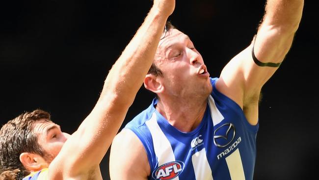 odd Goldstein taps the ball during the round one clash with West Coast Eagles. Picture: Getty Images