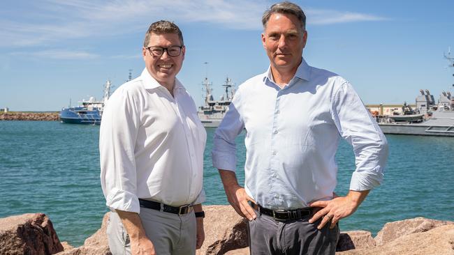 Deputy Prime Minister and Defence Minister Richard Marles and Defence Industry Minister Pat Conroy in Darwin following the release of the Defence Strategic Review. Picture: Pema Tamang Pakhrin