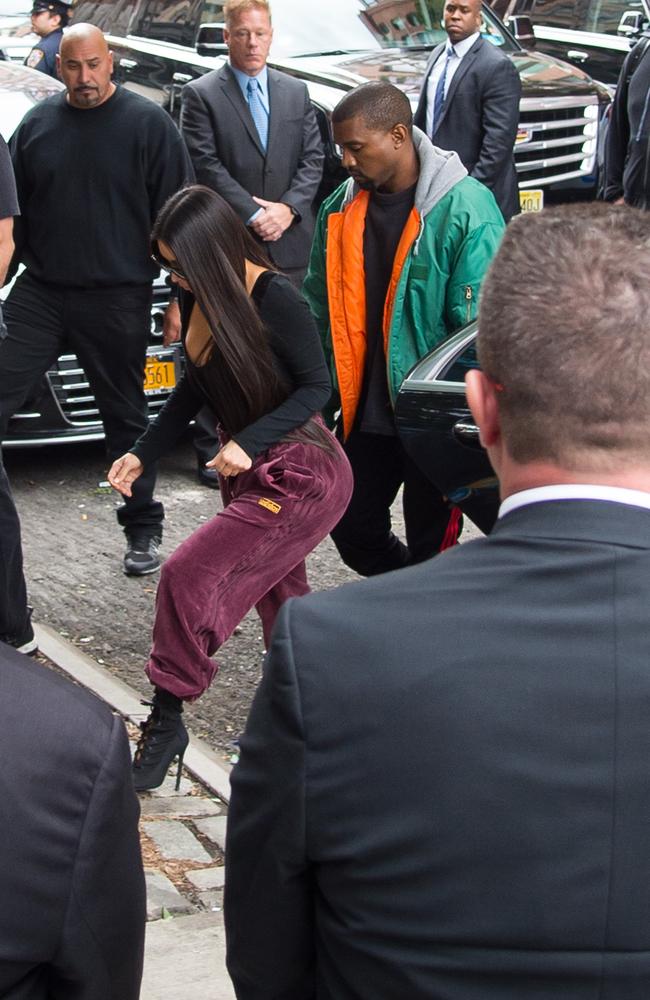 Kim Kardashian and Kanye West are seen in Tribeca in New York City the day after Kim was robbed at gunpoint in Paris. Picture Splash News