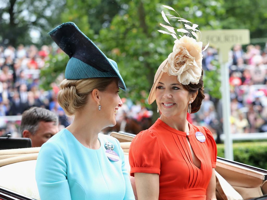 Sophie, then Countess of Wessex and Crown Princess Mary of Denmark attend the second day of Royal Ascot in England. Picture: Chris Jackson/Getty Images