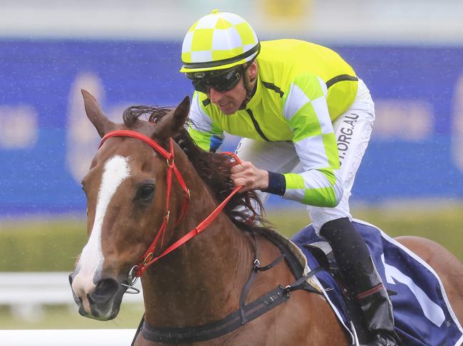 SYDNEY, AUSTRALIA - SEPTEMBER 03: Nash Rawiller on Eduardo wins race 5 the Southern Cross Group Concorde Stakes during Sydney Racing at Royal Randwick Racecourse on September 03, 2022 in Sydney, Australia. (Photo by Mark Evans/Getty Images)