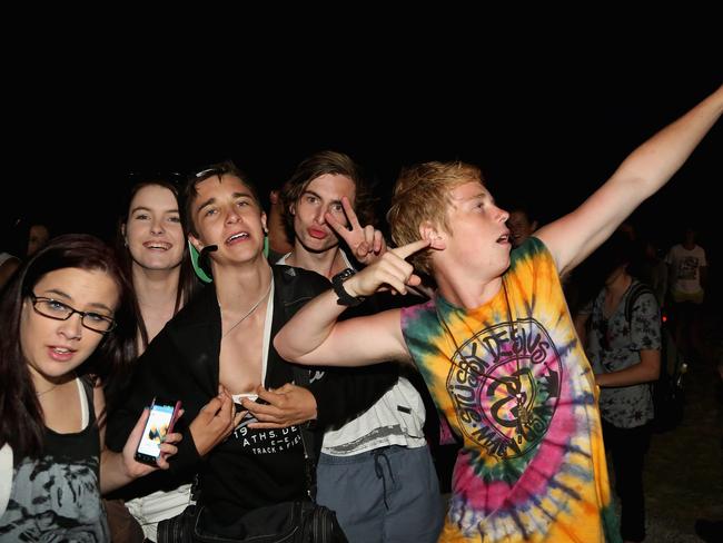 Revellers party on Rye Pier for New Year’s Eve 2012. Picture: Hamish Blair