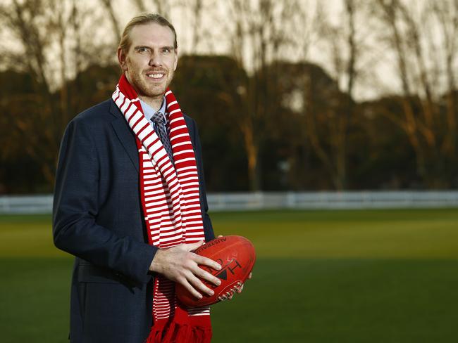 Former Sydney Swans Player  Lewis Roberts-Thomson at The Shore school Oval , (his old school) in Northbridge.  Picture: John Appleyard