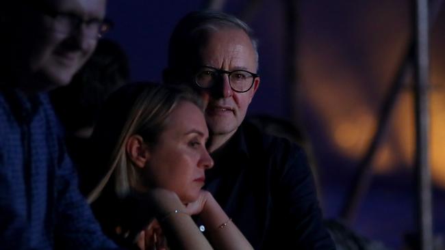 Anthony Albanese and partner Jodie Haydon attend Bluesfest in Byron Bay. Picture: Toby Zerna