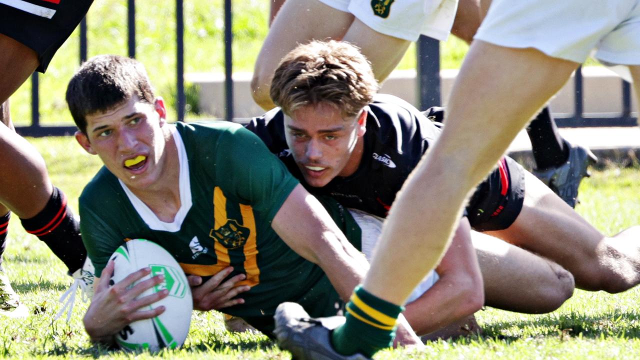 Action between Endeavour SHS and Farrer MAHS in round one of the Peter Mulholland Cup at Woy Woy Oval. Picture: Adam Yip
