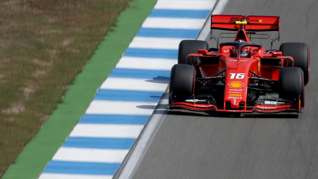 Charles Leclerc of Monaco driving the (16) Scuderia Ferrari SF90 on track during practice for the F1 Grand Prix of Germany.