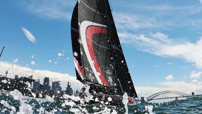 Scallywag sails to the finish of the 2021 SOLAS Big Boat Challenge on Sydney Harbour. Pic: Mark Evans/Getty.