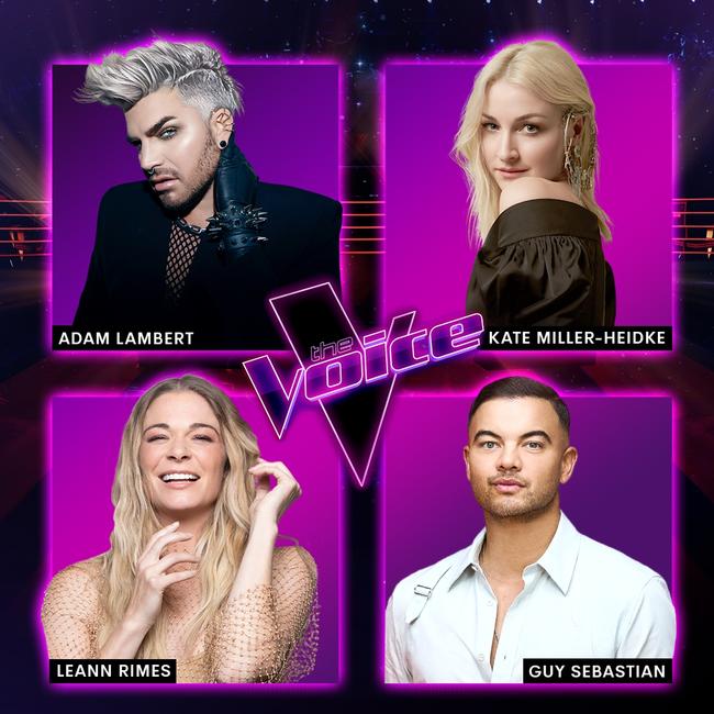 The Voice Australia’s new line-up - Guy Sebastian, LeAnn Rimes, Kate Miller-Heidke and Adam Lambert.