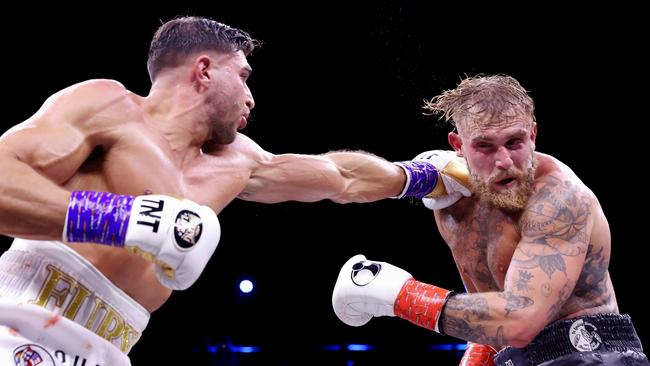 Tommy Fury punches Jake Paul during their Saudi Arabia showdown. Photo by Francois Nel/Getty Images.