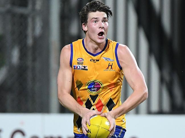 Brodie Newman has been a revelation for Wanderers in the key role of centre half-back. Picture: Felicity Elliott AFLNT/Media