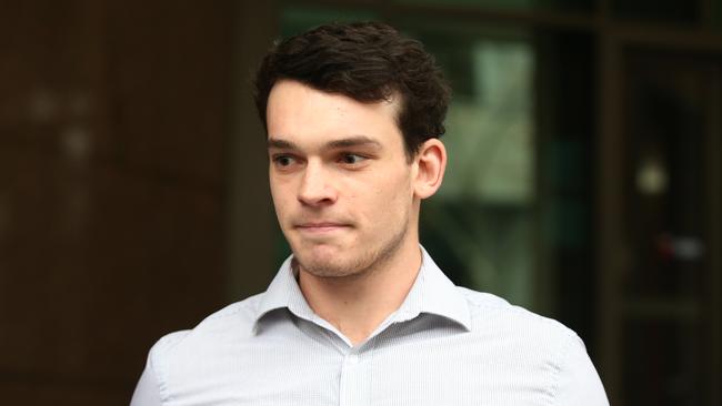 Patrick O’Connor, 21, leaving the Melbourne Magistrates’ Court today. Picture: David Crosling