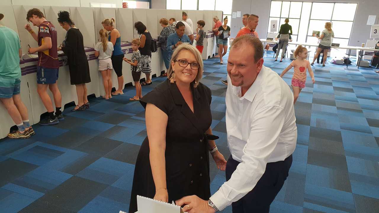 Labor candidate Russell Robertson placing his vote.