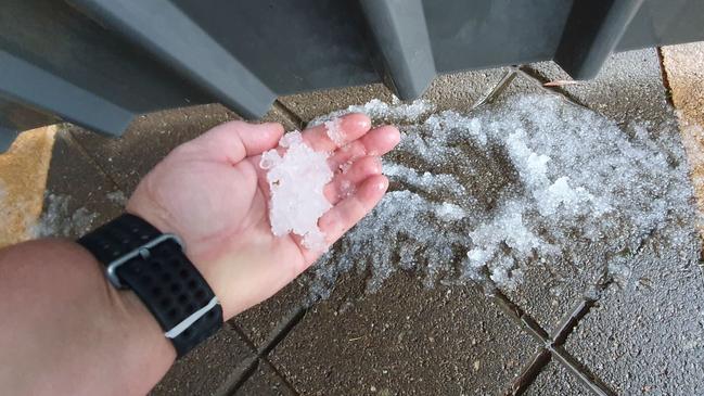 Hail in Adelaide on Monday. Pic: Jo Hards