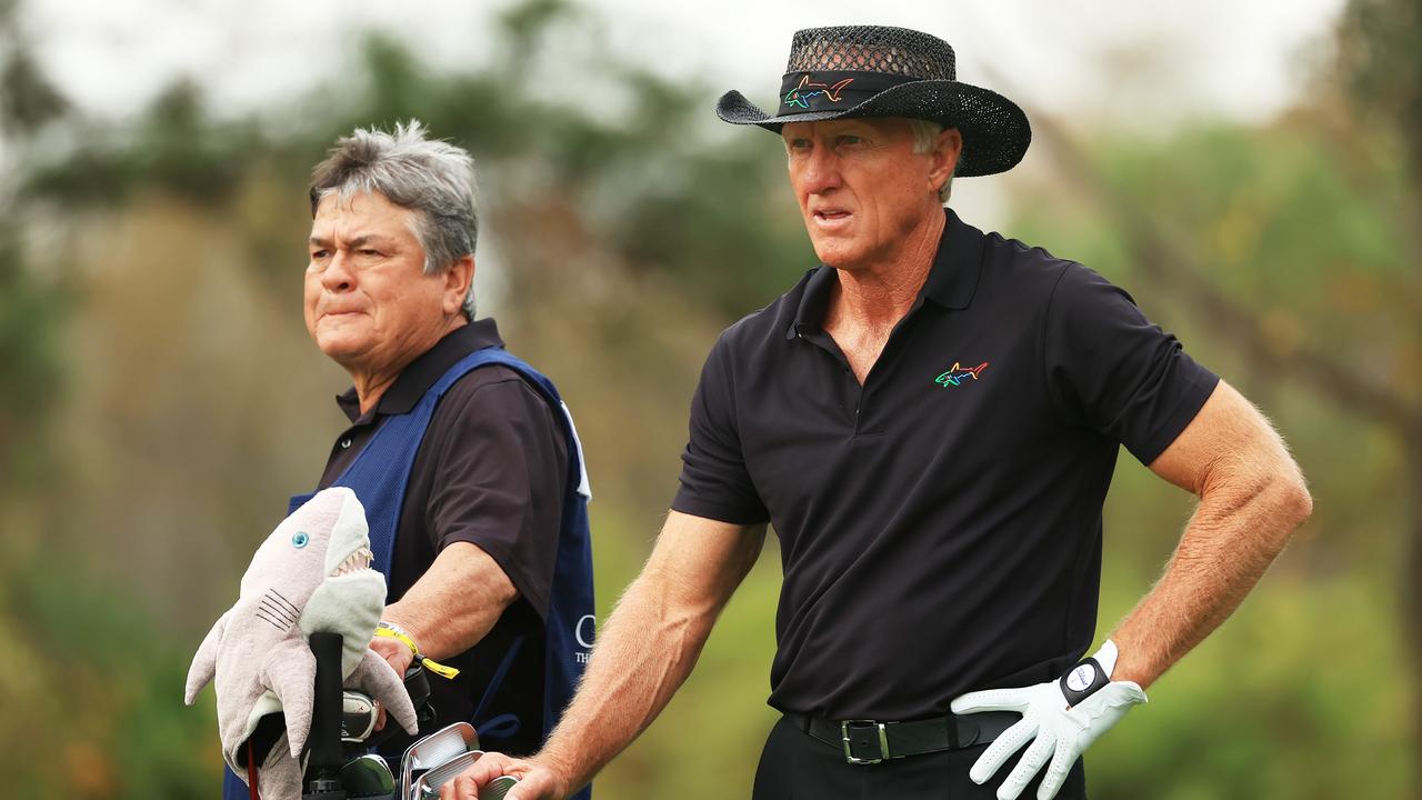 Greg Norman has his eye on the prize. Photo by Mike Ehrmann, Getty Images.