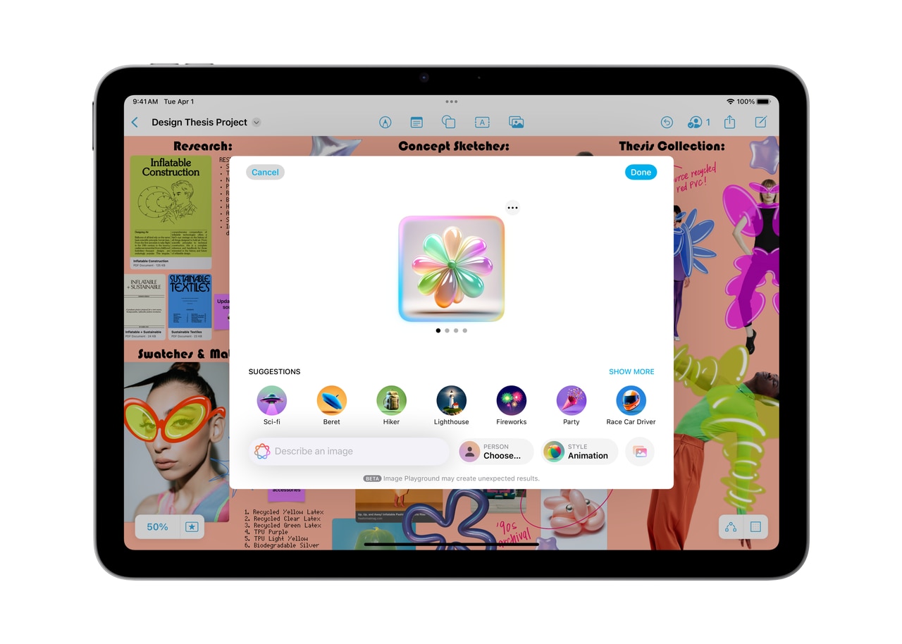 Apple's new iPad Air is can run Apple Intelligence, which features tools such as Image Playground that allows people to make custom illustrations via basic verbal prompts.