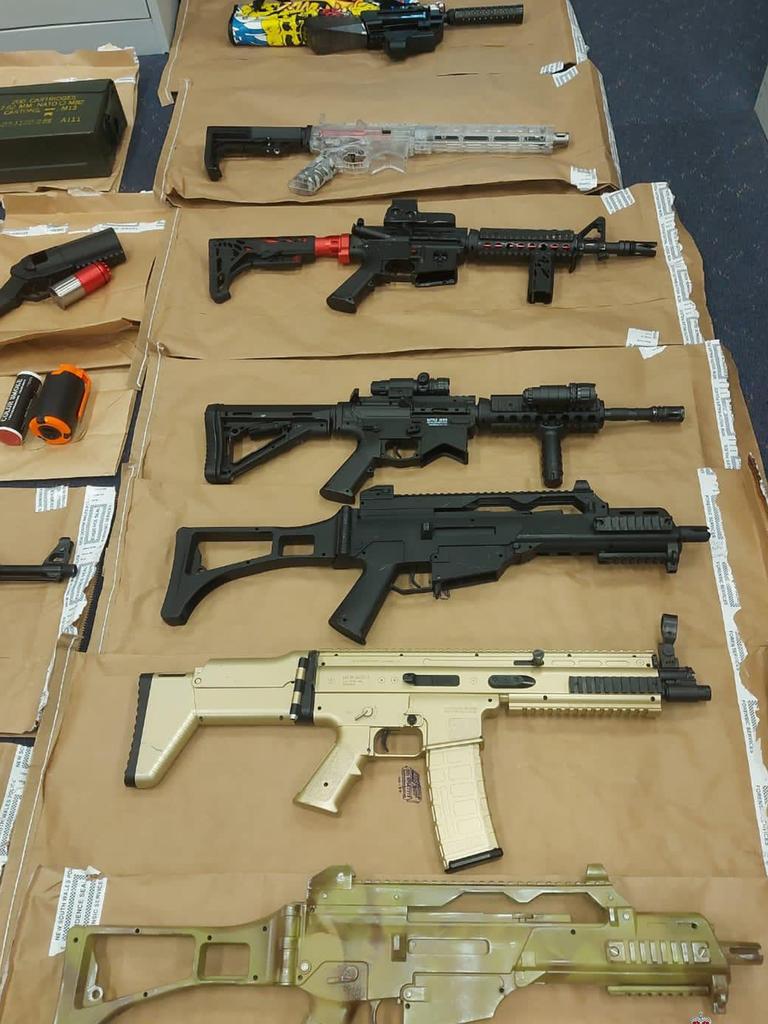 Detectives seized prohibited weapons, including nine military-style assault rifles. Picture: NSW Police