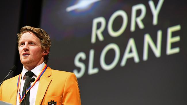 Sloane when he won Adelaide’s best-and-fairest in 2016. Picture: Tom Huntley.