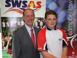 Junior Sports Star nominee Max Coghlan and South West Sydney Academy of Sport executive director Gerry Knights.