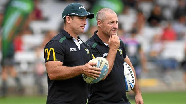 Long-time Ipswich Jets co-coaches Shane and Ben Walker. Picture: Rob Williams