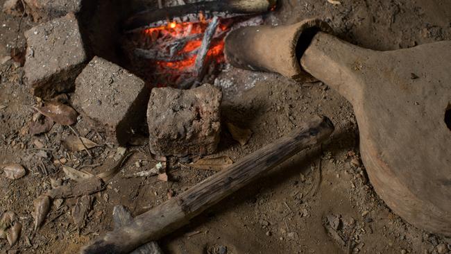 A forge blower that John built to smelt iron. Picture: Marc McCormack