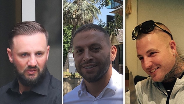 Ashley Rake (l to r), George Chambour and Matthew Douet are all out on bail.