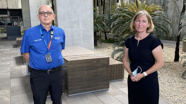 Tropical Public Health Services clinical director Richard Gair and Cairns and Hinterland Hospital and Health Service chief executive Tina Chinery. Picture: Andreas Nicola