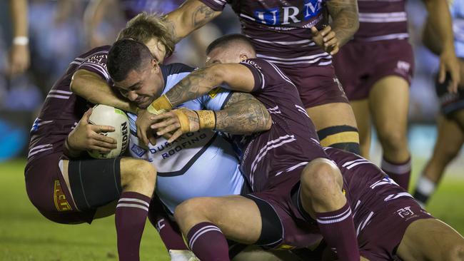 Andrew Fifita was great for the Sharks in round 10 despite his hamstring injury. Picture: AAP Image/Craig Golding