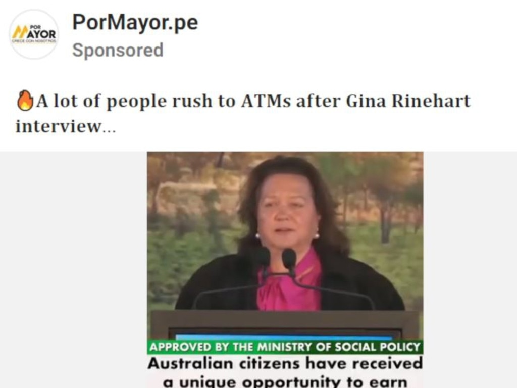 Billionaire Gina Rinehart was the victim of a deepfake scam.