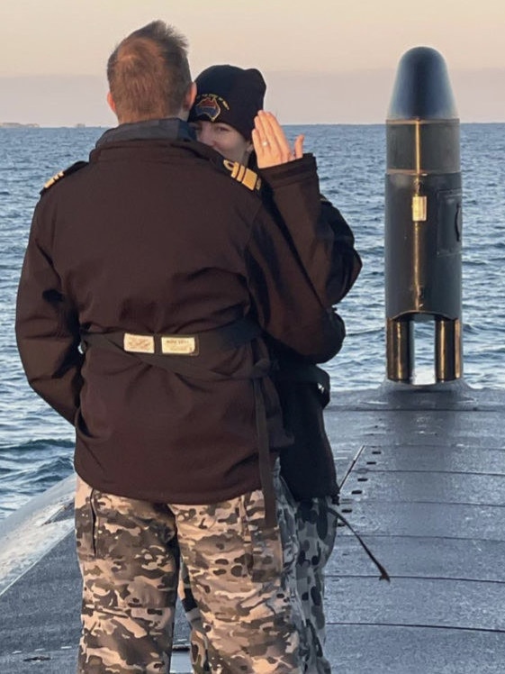 Former Navy chief Michael Noonan proposed to his girlfriend Samantha Heighway on HMAS Waller, a Collins class submarine. Picture: Instagram