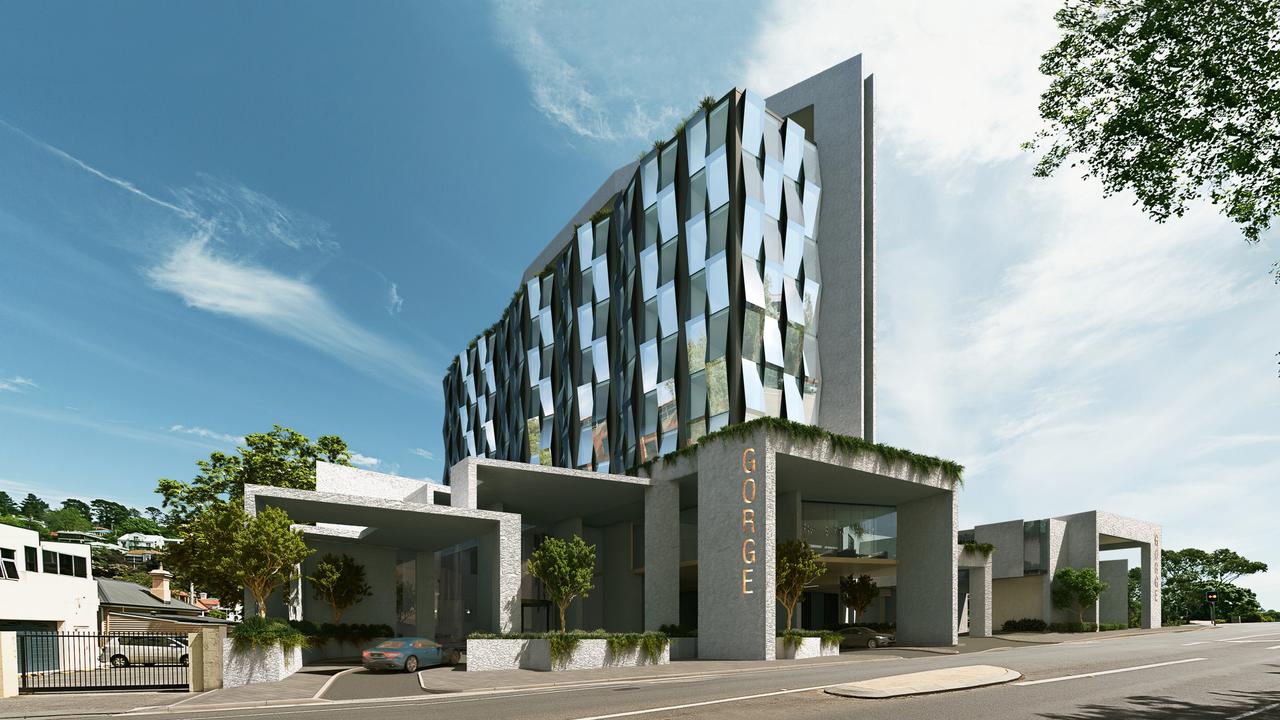 Artistic render of JAC Group's proposed Gorge Hotel at the corner of Paterson and Margaret St, Launceston. Picture: 6ty Degrees