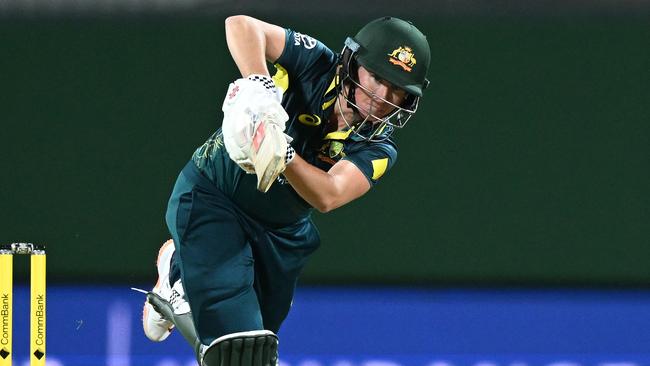 HOBART, AUSTRALIA - JANUARY 30: Beth Mooney of Australia bats during game three of the Women's T20 International series between Australia and South Africa at Blundstone Arena on January 30, 2024 in Hobart, Australia. (Photo by Steve Bell/Getty Images)