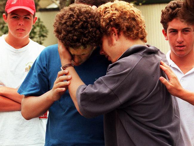 Brothers Peter and Nathan Dean after the news that their father John is missing from the yacht Winston Churchill during 1998 Sydney-Hobart race. 