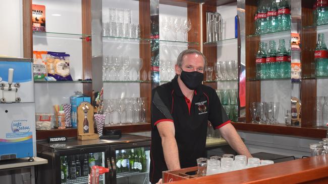 Steve Purcell behind the bar at Helen’s Haven.