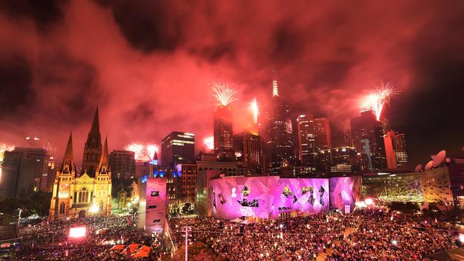 New Year celebrations at Federation square Melbourne.Picture:Rob Leeson.