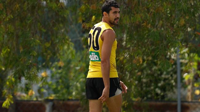 Marlion Pickett, at training this week, is an advocate and mentor for Indigenous youth — including young men in his former prison. Picture: Getty Images