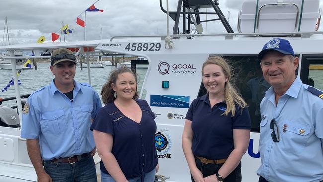 VMR volunteers Ross Homewood (far left) and Ted Gatkowski (far right) with Abbot Point Operations' Tiana Fry and Lauren Barber. Picture: Supplied.