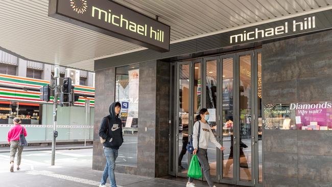 Michael Hill Jewellers shut down 300 stores in late March. Picture: Jake Nowakowski