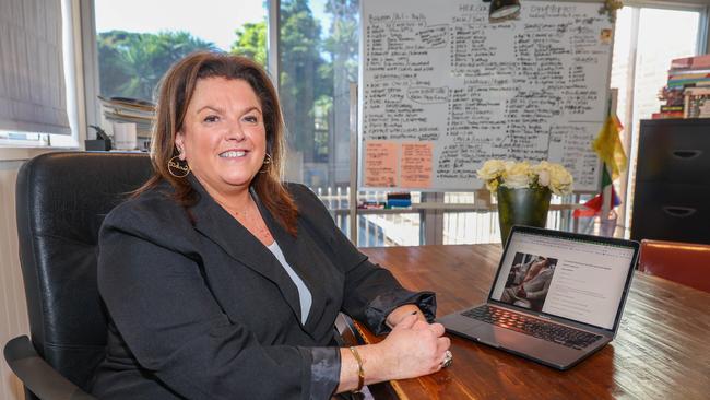 Anna Grosman at work in her home office in Bayside Melbourne. Picture: Brendan Beckett