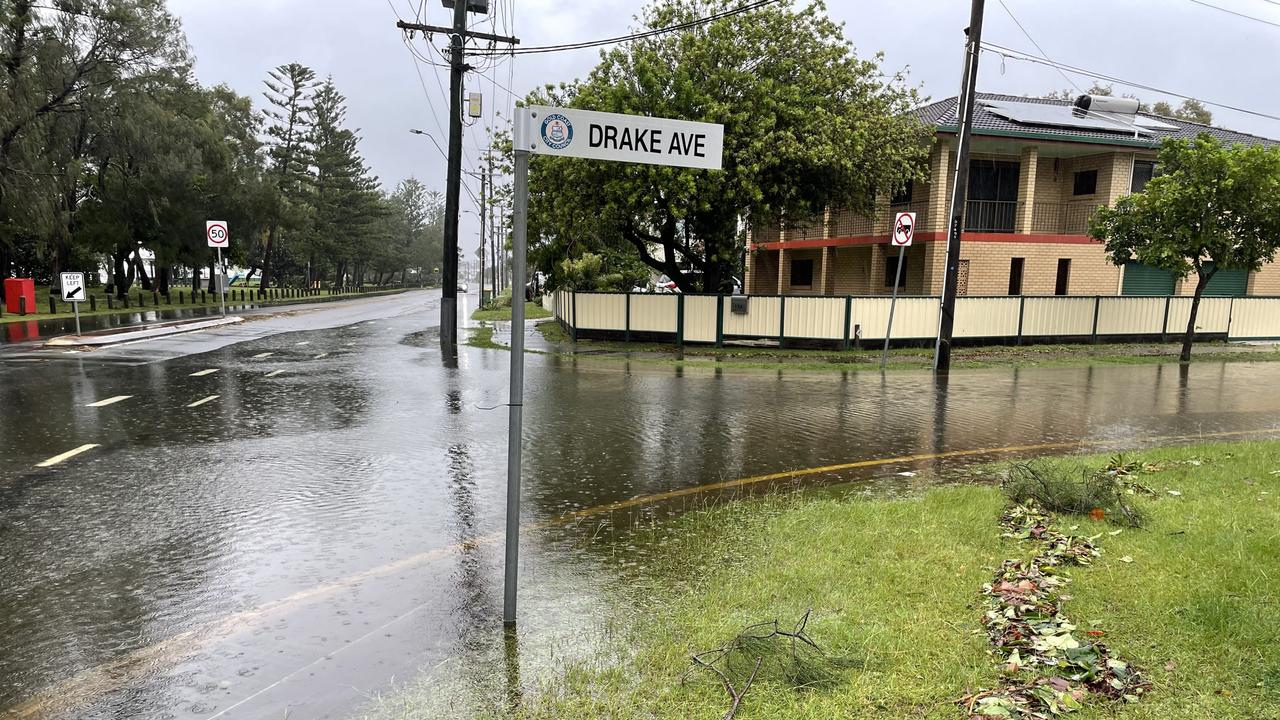 Water over the roads during high tide at Paradise Point after Cyclone Alfred on Monday March 10, 2025. Photo: Kathleen Skene