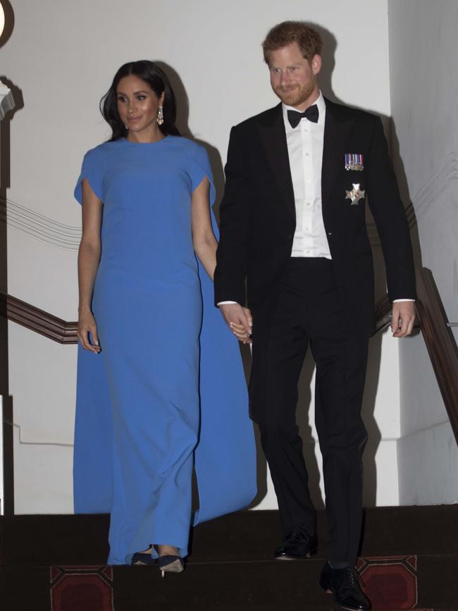 The royal couple on arrival at the state dinner in Suva, Fiji. Picture: Getty Images