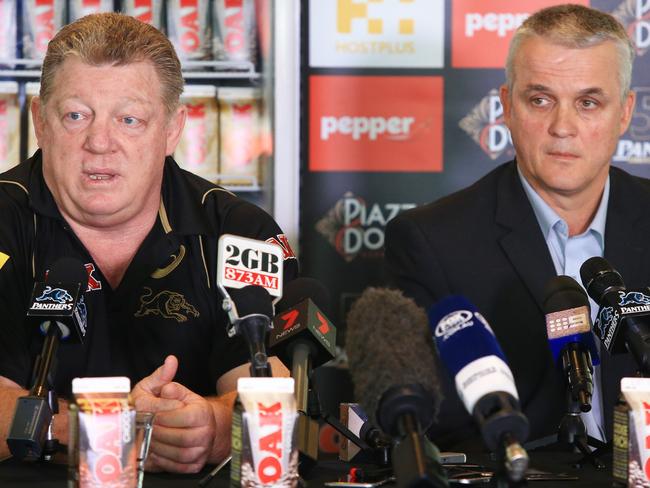 Phil Gould, announces Anthony Griffin as the new Penrith Coach at Pepper Stadium, Penrith. pic Mark Evans